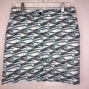 Annika Blue/White/Black Geometric Skort Size 2